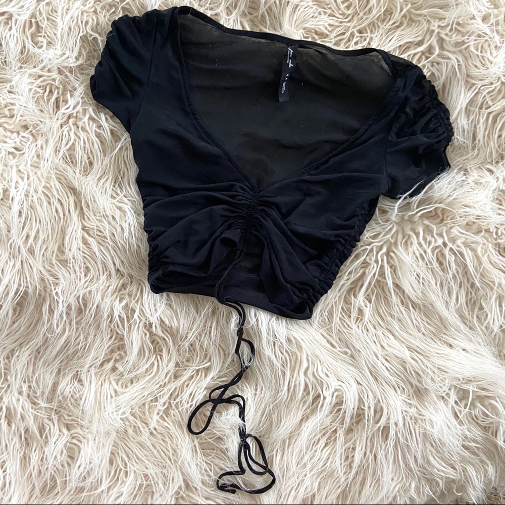 Sheer Mesh Ruched Crop Top